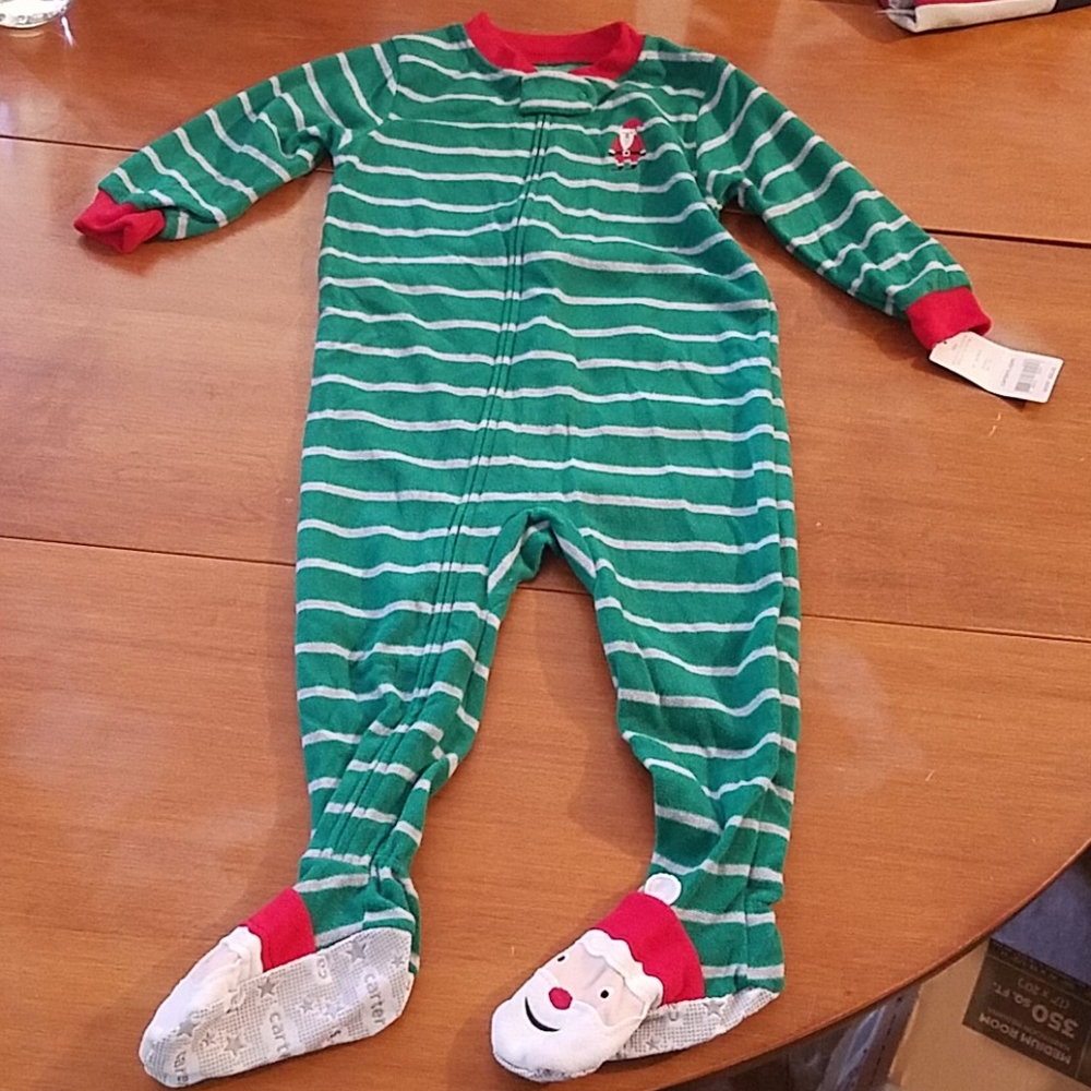 NWT Carter's santa fleece footie pajamas